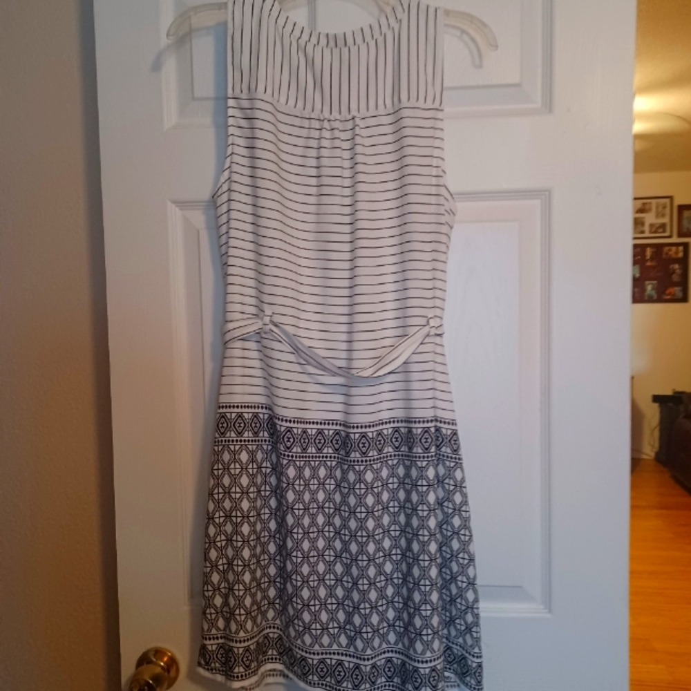 Dress from Target. Brand is "a.n.d e a w y".  Black/White/stripes with patterns.